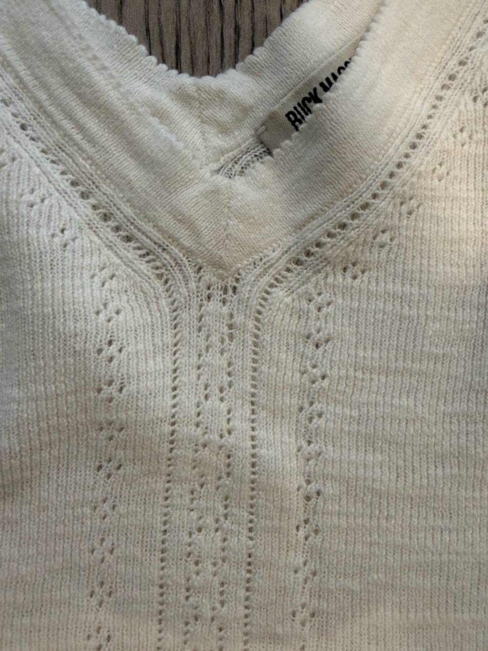 Buck Mason Cream Off-the-Shoulder Knit Sweater